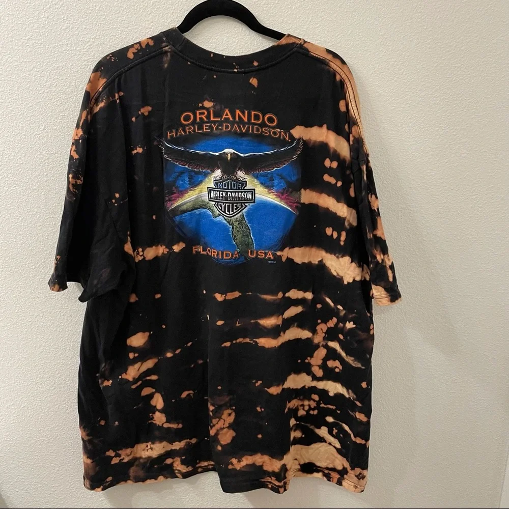 Harley Davidson tie dye shirt black orange Florida eagle 3XL - Picture 3 of 5